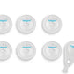 White electrical outlet safety plugs, round caps with finger pull, set of 6