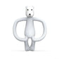 Bear-shaped teething ring toy with white figure and rounded loop handle