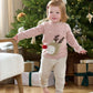 Dusty pink reindeer knit jumper with long sleeves, reindeer face graphic and red nose