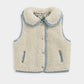 Cream borg fleece gilet with blue edge, full zip, two front pockets