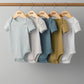 Ribbed short-sleeve bodysuits, 5-pack, white, beige, blue, olive and light gray