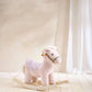 Plush rocking horse with pale pink body, speckled mane, wooden rockers, Belle style