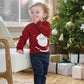 Santa jumper, red knit sweater with white Santa face graphic, long sleeves