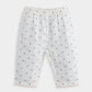 White floral sleep shorts with all-over pattern and scalloped hem trim