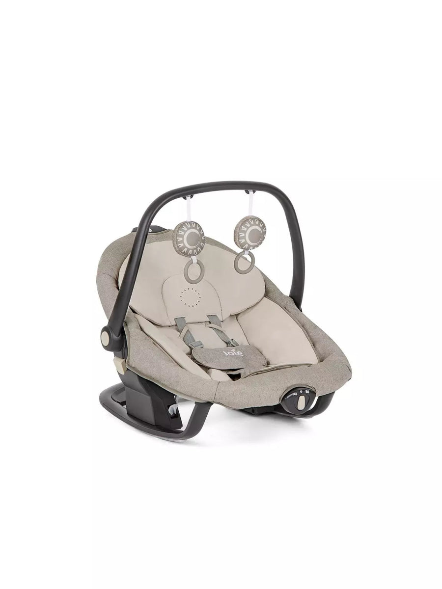 2-in-1 swing rocker infant seat, speckled beige fabric and black frame