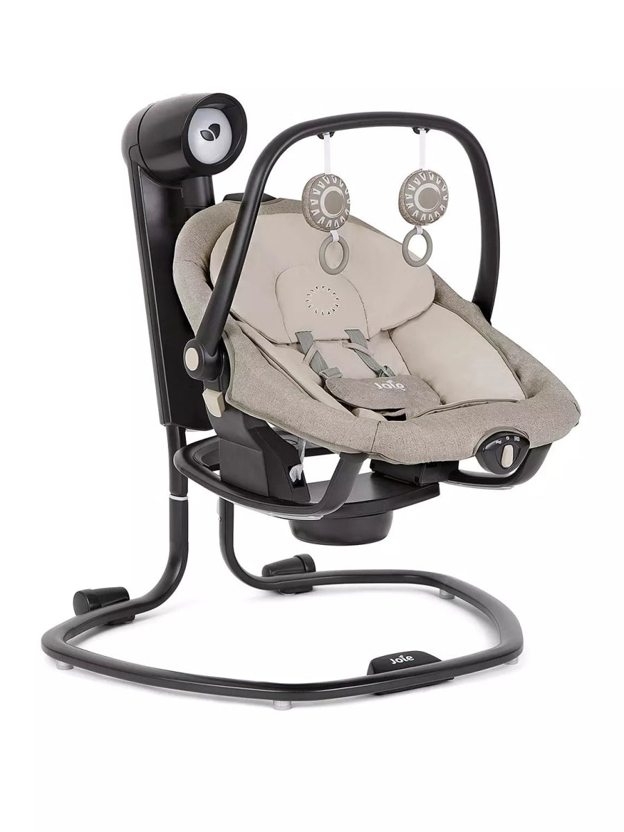 2-in-1 swing rocker infant seat with arched toy bar, speckled beige and black