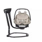 2-in-1 swing rocker infant seat side view, speckled beige cushion with toy bar