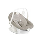 2-in-1 baby swing rocker with white frame and gray seat, toys overhead