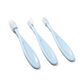 Light blue toothbrush set with three handles and soft bristle heads
