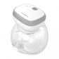Hands-free electric breast pump with white motor unit and clear breast shields