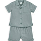 Children's short-sleeve button-up shirt and matching shorts, slate green