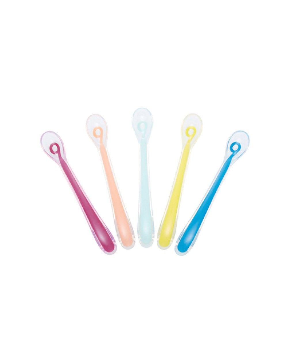 Silicone baby spoon set of 5 fanned multicolor soft silicone spoons