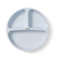 Light blue silicone suction plate with three divided compartments