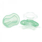 Silicone baby teether set with mint green and clear textured pieces