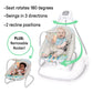 Baby swing rocker with rotating seat, striped cushion and blue piano toy