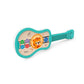Kids plastic guitar toy in teal with lion sound hole and button controls