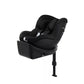 Infant car seat with base, dark fabric, adjustable harness and wide seat insert