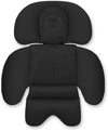 Newborn support pillow in black with textured headrest and body sections
