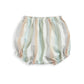 Pastel striped bloomer shorts with elastic waist and gathered hem