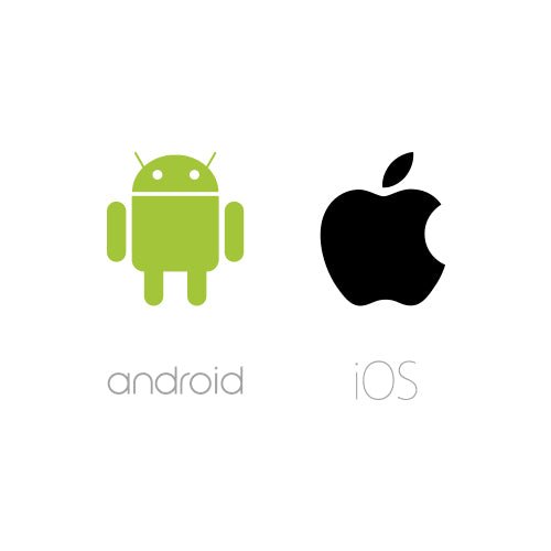 Mobile app compatibility icons: Android robot and iOS Apple logo.
