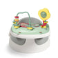 Baby floor seat with activity tray, mint top and light gray base, yellow mirror toy