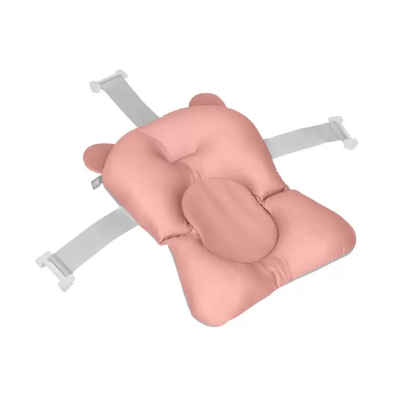 Coral plush bear bath support cushion with two adjustable straps