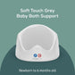 Grey baby bath support with soft-touch perforated insert and curved white base