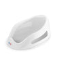 White baby bath support with grey soft-touch perforated insert and curved base