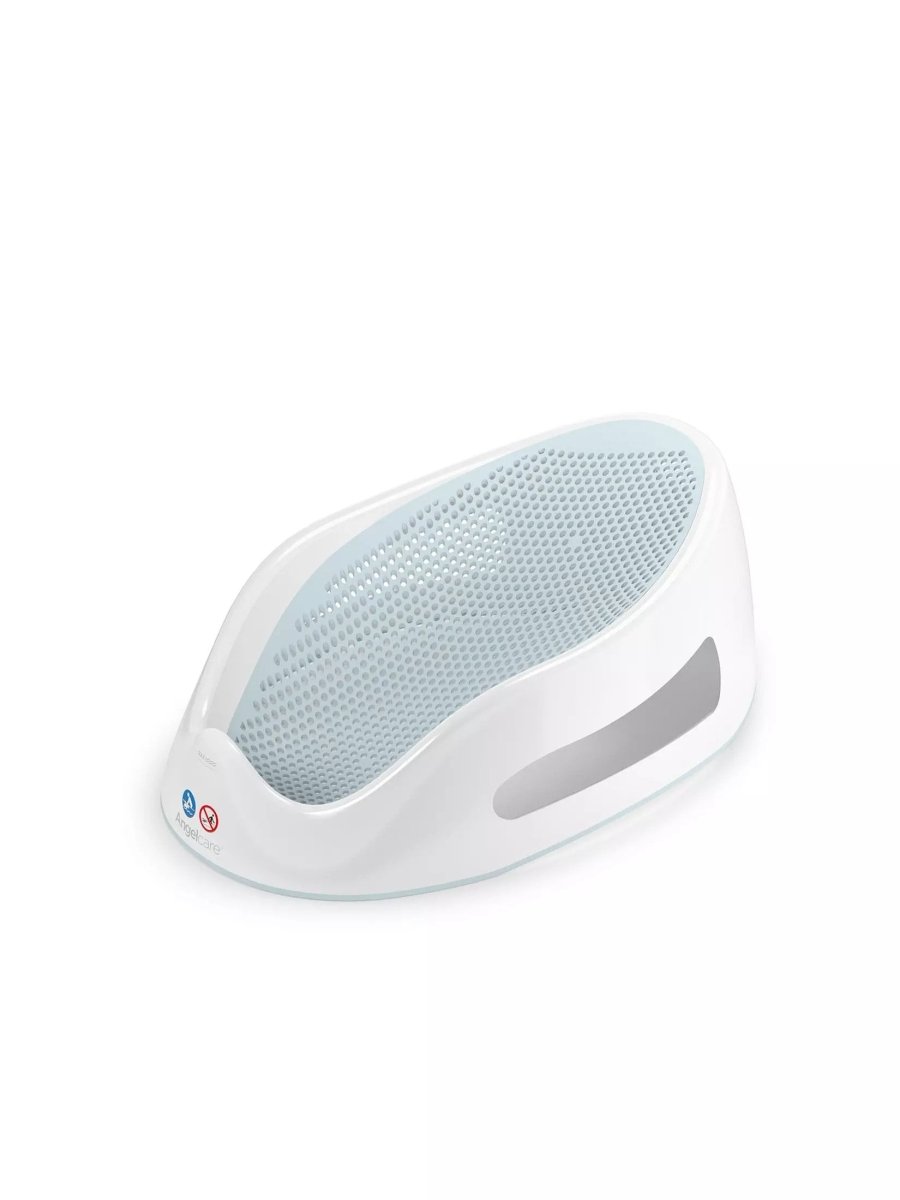 Aqua baby bath support with soft-touch perforated insert and curved white base