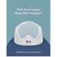Aqua baby bath support with soft-touch perforated insert and compact curved shape