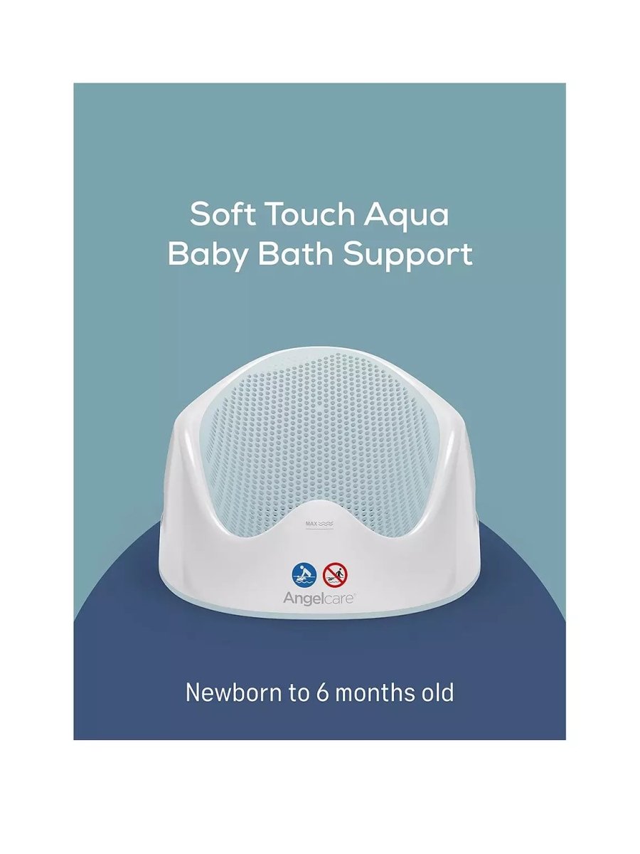 Aqua baby bath support with soft-touch perforated insert and compact curved shape