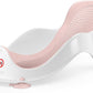 Soft Touch mini bath support, pink mesh insert on white cradle