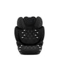 Black car seat with airflow arrows on seat and backrest, front view