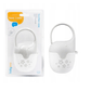 White soother case with loop handle and grey elephant star print