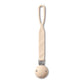 Silicone soother holder in beige with clip and round teether attachment
