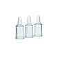 Three clear bottle spare teats with wide openings