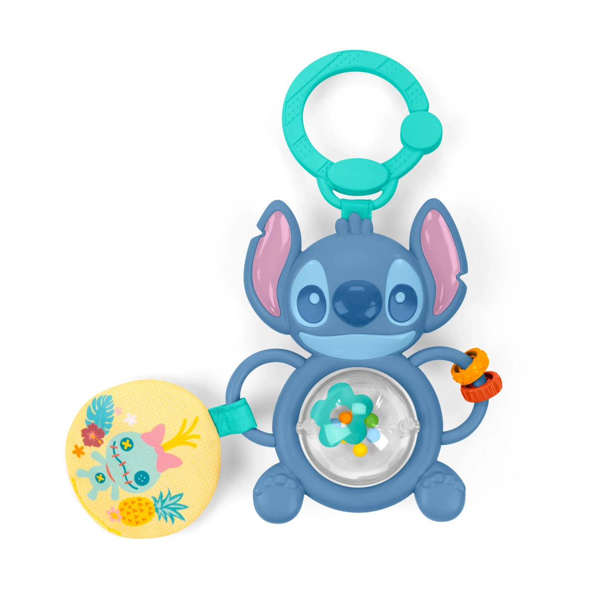 Stitch tummy tumble activity toy with teal handle, blue character body, mirror center