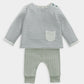 Striped top and leggings set: long-sleeve pocket top with mint ribbed pants