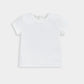 Woven dungaree outfit set with white short-sleeve T-shirt, crew neck