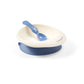 Suction baby bowl with spoon, cream bowl and dark blue base