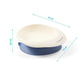 Suction baby bowl with dark blue base and cream rim
