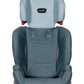 3-in-1 booster car seat in blue, back view with padded headrest