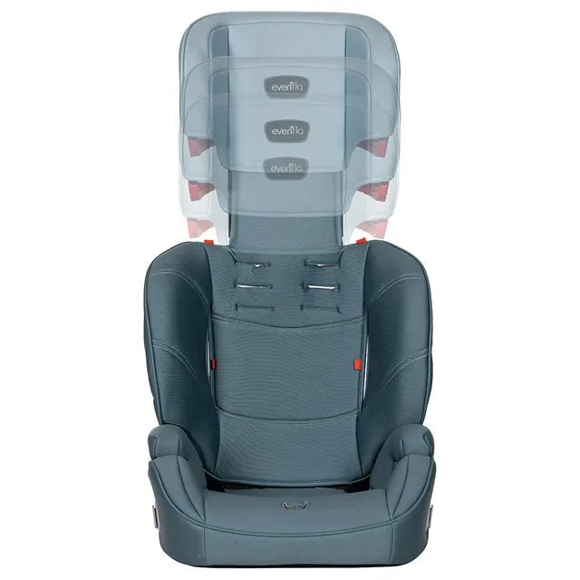 3-in-1 booster car seat in blue, front view with clear top shield