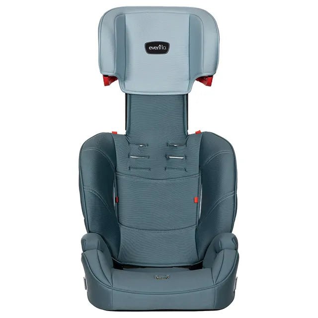 3-in-1 booster car seat in blue, front view with headrest and straps
