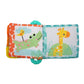 Soft fabric baby book toy with farm jungle animal illustrations: bird, frog, giraffe