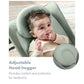 Baby rocker and bouncer with adjustable head-hugger, mint green seat and harness