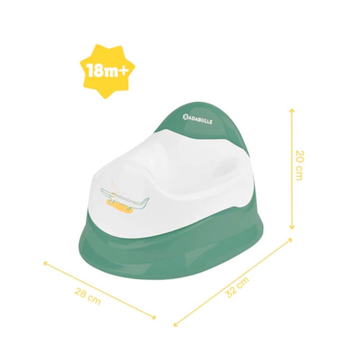 Green and white training potty, 18m+; 28x20x32 cm dimensions