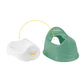 Training potty parts: green base and white removable bowl, shown separated