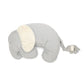 Elephant plush tummy time rug, light gray body with cream ears and fabric foot support