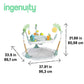 Infant activity center with hanging toys and seat base, front view